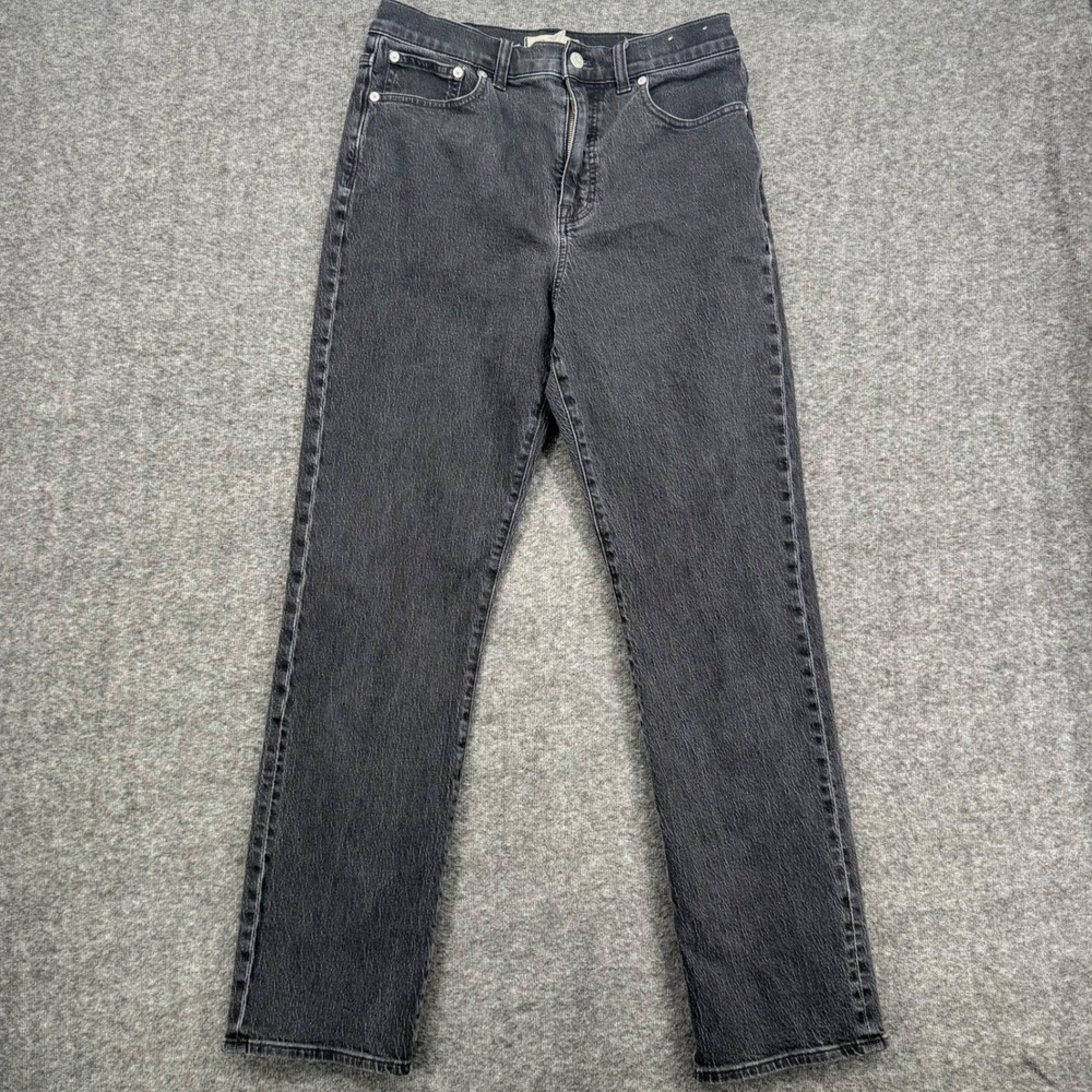 Madewell 90s Straight Leg Jeans Faded Black High Rise Denim Size 29 Ankle Denim